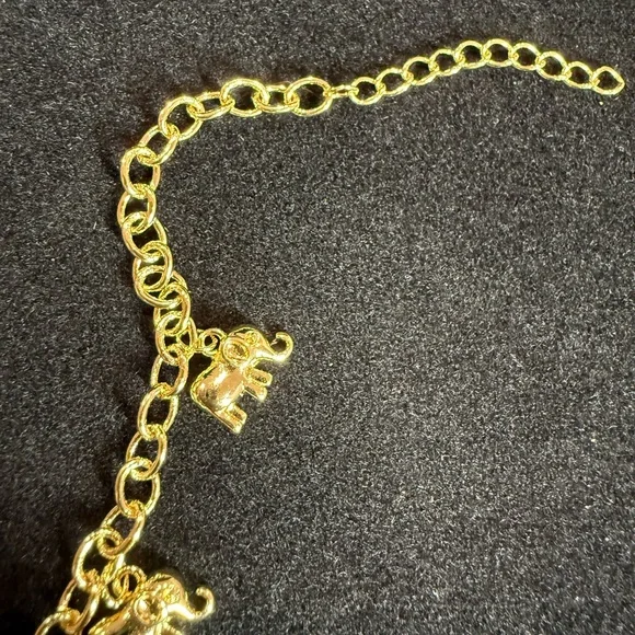 14K Gold Plated Elephant Charm Bracelet - Picture 2 of 4
